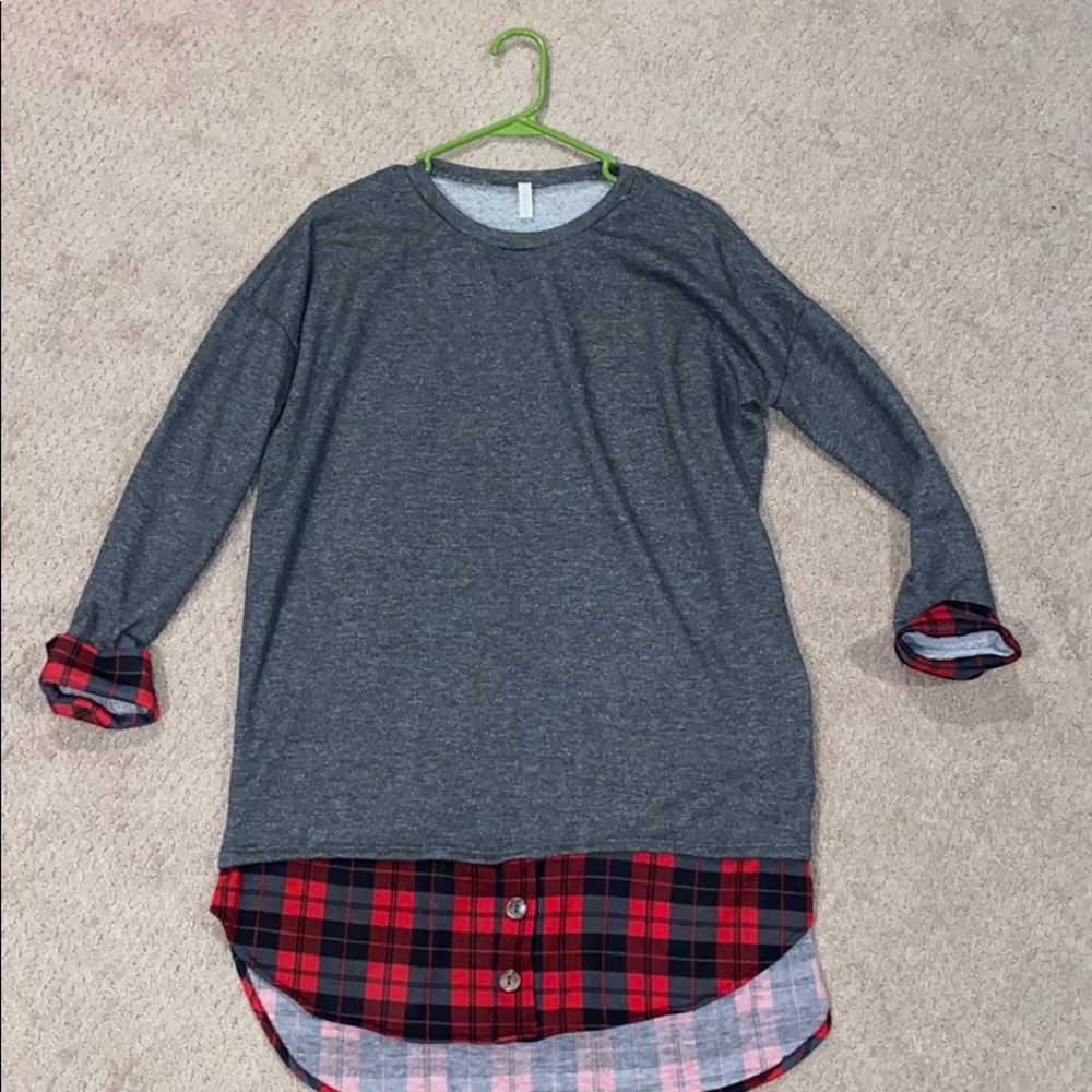 Pinkblush sweater with plaid